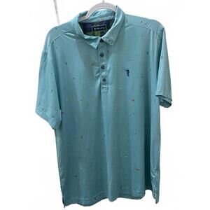 William Murray Golf Polo Shirt Mens Large Blue All Over  Golfers Graphic Print